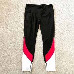 Tangerine Womens Charcoal Gray Coral White Leggings Size S Color Block Active